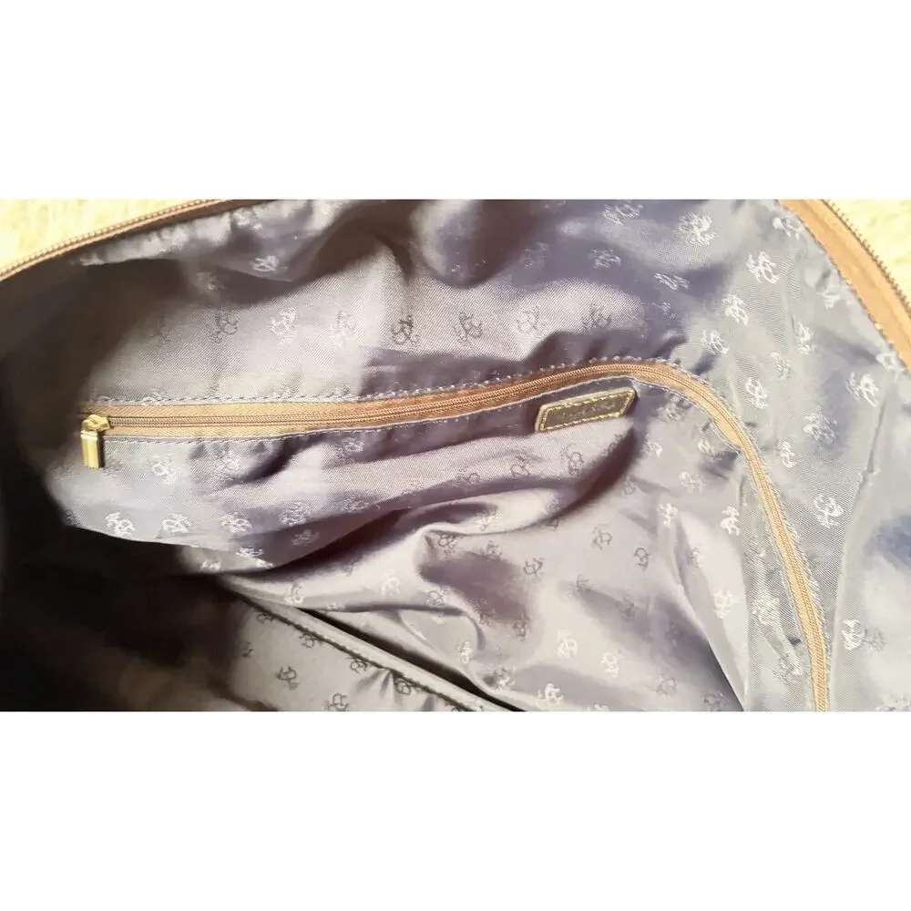 Brooks Brothers Brown Pebble Grain Leather Rolling Duffle